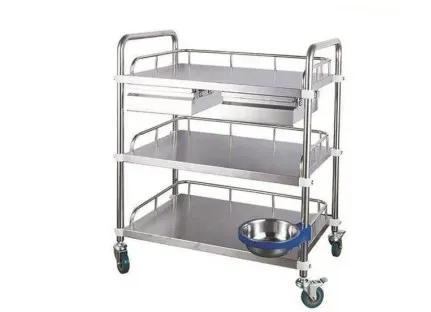 Stainless Steel Three-Tier Medical Trolley Cart