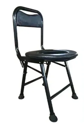 Round Backrest Commode Toilet Chair (Carbon Steel)